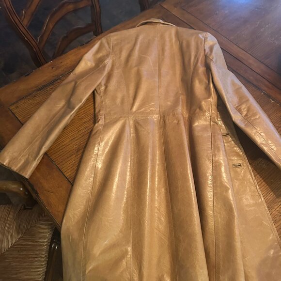 Vintage caramel leather coat, Size 2 - Picture 3 of 5